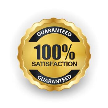 About 100 satisfaction guaranteed label on white background free vector